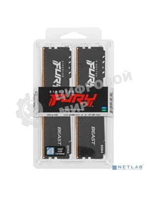 Оперативная память Kingston Fury Beast, DDR4, 32GB (2x16GB), 3200MHz, CL16, DIMM, с радиатором, черный