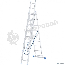 Лестница Сибртех, 3 х 9 ступеней, алюминиевая, трехсекционная