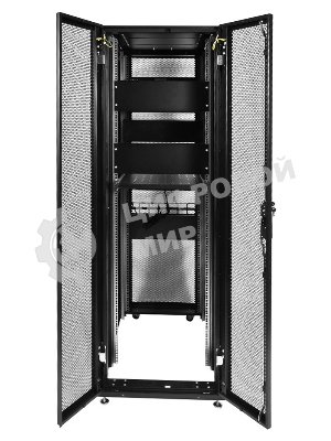 Шкаф серв.ПРОФ нап. 42U (600x1000) дверь перфор., задние двойные перфор., черный, в сборе (ШТК-СП-42.6.10-48АА-9005) (1 коробка)