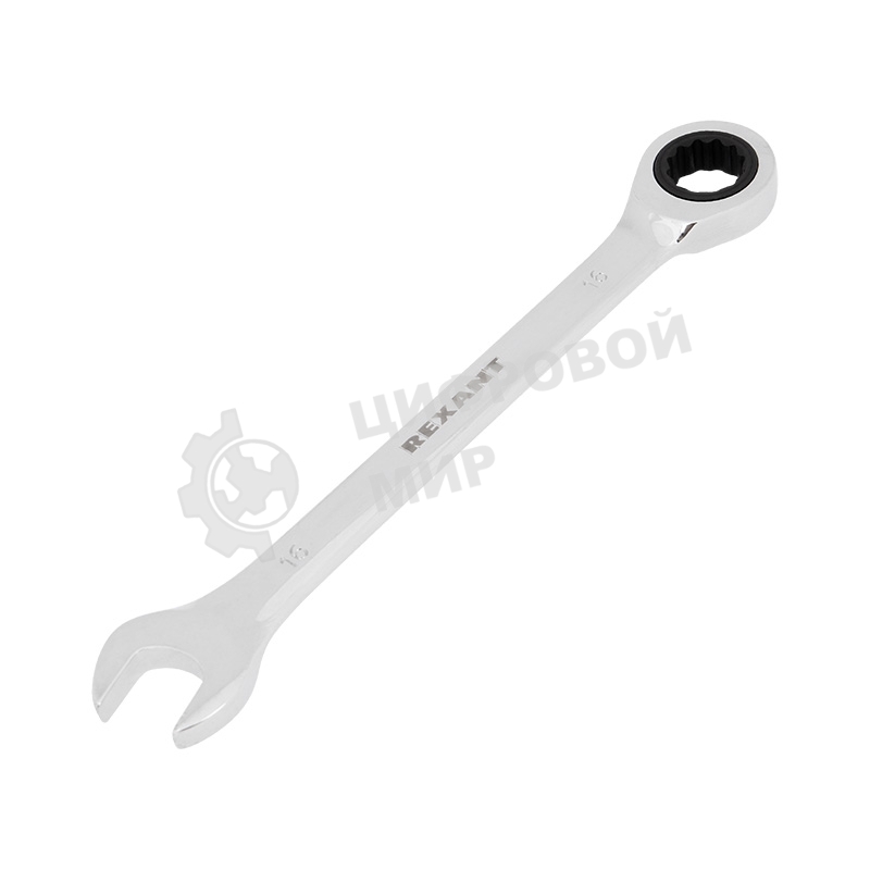 Ключ комбинированный трещоточный Rexant 16 мм, CrV, зеркальный хром