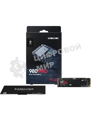 Накопитель SSD Samsung 980 PRO, 1TB, PCIe 4.0 x4, M.2 2280, NVMe, R/W 7000/5000, с радиатором