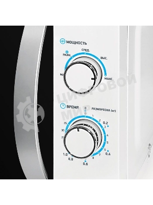 Микроволновая печь BBK 20MWS-711M/WS C белый/серебристый, 20 л, 700 Вт, переключатели - поворотный механизм