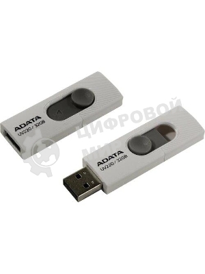 Флешка USB ADATA UV220 (AUV220-32G-RWHGY), 32Gb, USB 2.0, R/W 15/5, белый/серый