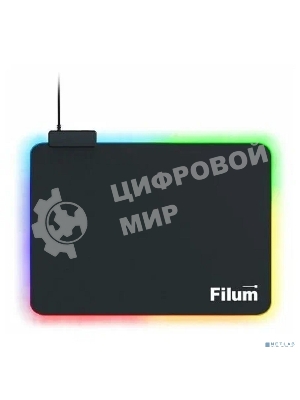 Коврик игровой для мыши Filum FL-MPL-M-GAME серия- Bulldozer, черный, подсветка, оверлок, размер “M”- 350x250x4 мм, ткань+резина.