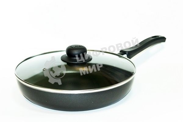 Сковорода PROMO PR-P2706 с крышкой, 26 см, штамп.алюминий, антиприг.покрытие