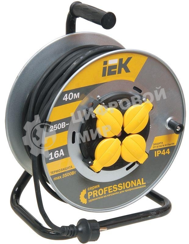 Катушка УК40 IEK WKP16-16-04-40-44 на мет с т/з 4 места 2 Р + P Е/40м КГ 3х1,5мм2 IP44 