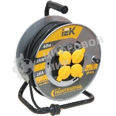 Катушка УК40 IEK WKP16-16-04-40-44 на мет с т/з 4 места 2 Р + P Е/40м КГ 3х1,5мм2 IP44 