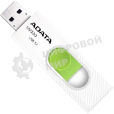 Флешка USB ADATA UV320 (AUV320-256G-RWHGN), 256Gb, USB 3.2 Gen1, R/W 100/30, белый/зеленый