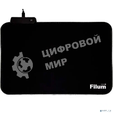 Коврик игровой для мыши Filum FL-MPL-M-GAME серия- Bulldozer, черный, подсветка, оверлок, размер “M”- 350x250x4 мм, ткань+резина.