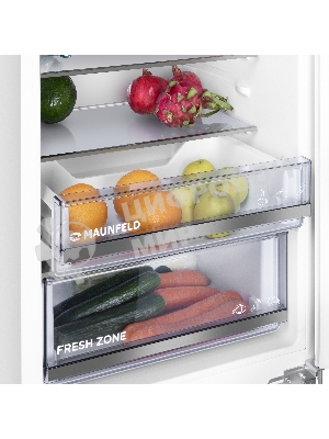 Встраиваемый холодильник Maunfeld MBF193SLFWGR Inverter белый двухкамерный 229/76 л морозилка снизу