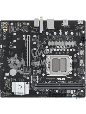 Материнская плата ASUS A620M-F GAMING WIFI, AM5, AMD A620, 2xDDR5, 2xM.2, 1xPCIe 4.0 x16, 1xHDMI, 1x2.5Gb LAN, Wi-Fi 6E, Bluetooth 5.3, 2xUSB-A 5Gbps, 2xUSB-A 2.0, 3x3.5 мм, 7.1, mATX