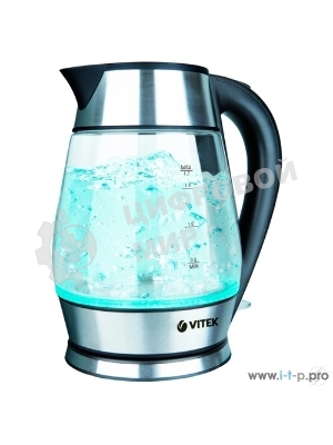 Чайник Vitek VT-7037(TR) Мощность 2200 Вт Макс. объем 1,7 л Корпус из термостойкого стекла.