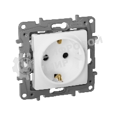 Механизм розетки 1-м СП Etika 2К+З 16А защ. шторки с заземл. винт. зажимы бел. Legrand 672222