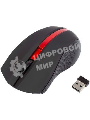 Мышь беспроводная HIPER HOMW-073 черный/красный, 1000 dpi, радиоканал, USB, кнопки - 3