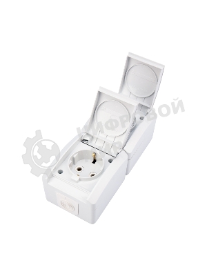 Блок вертикальный 2 розетки Kranz INDUSTRIAL IP54 с заземлением, о/у, белый