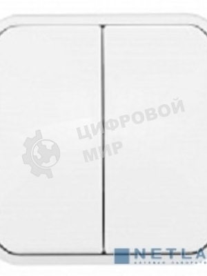 Выключатель 2-клавишный ОП 10А белый Минск EKF Basic