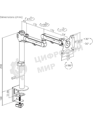 Кронштейн для мониторов Ultramounts UM736 черный 17