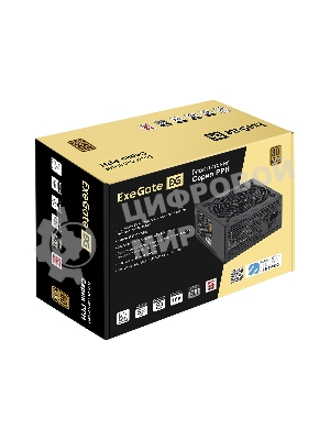 Блок питания 450W ExeGate 80 PLUS Bronze 450PPH (ATX, APFC, КПД 88% (80 PLUS Bronze), 12cm fan, 24pin, (4+4)pin, 2xPCI-E, 3xSATA, 3xIDE, черный, Color Box)