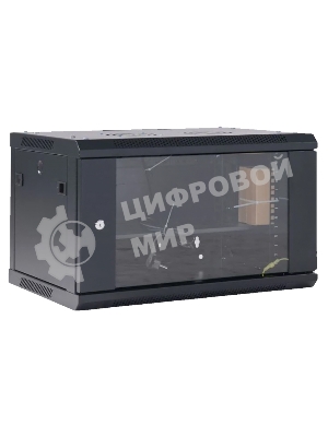 Шкаф коммутационный Rexant настенный 6U 400x542 мм пер. дв. стекл черный