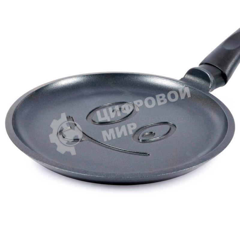 Сковорода НЕВА МЕТАЛЛ ПОСУДА 6222В (смайлик) блинная д.22 (Дизайн корпуса сковороды разработан так, чтобы при выпекании не нарушалась целостность блина, и красиво румянился рисунок. Антипригарное покрытие изделий - на водной основе, изготовлено без использования PFOA и относится к самому безопасному, 4 классу.)