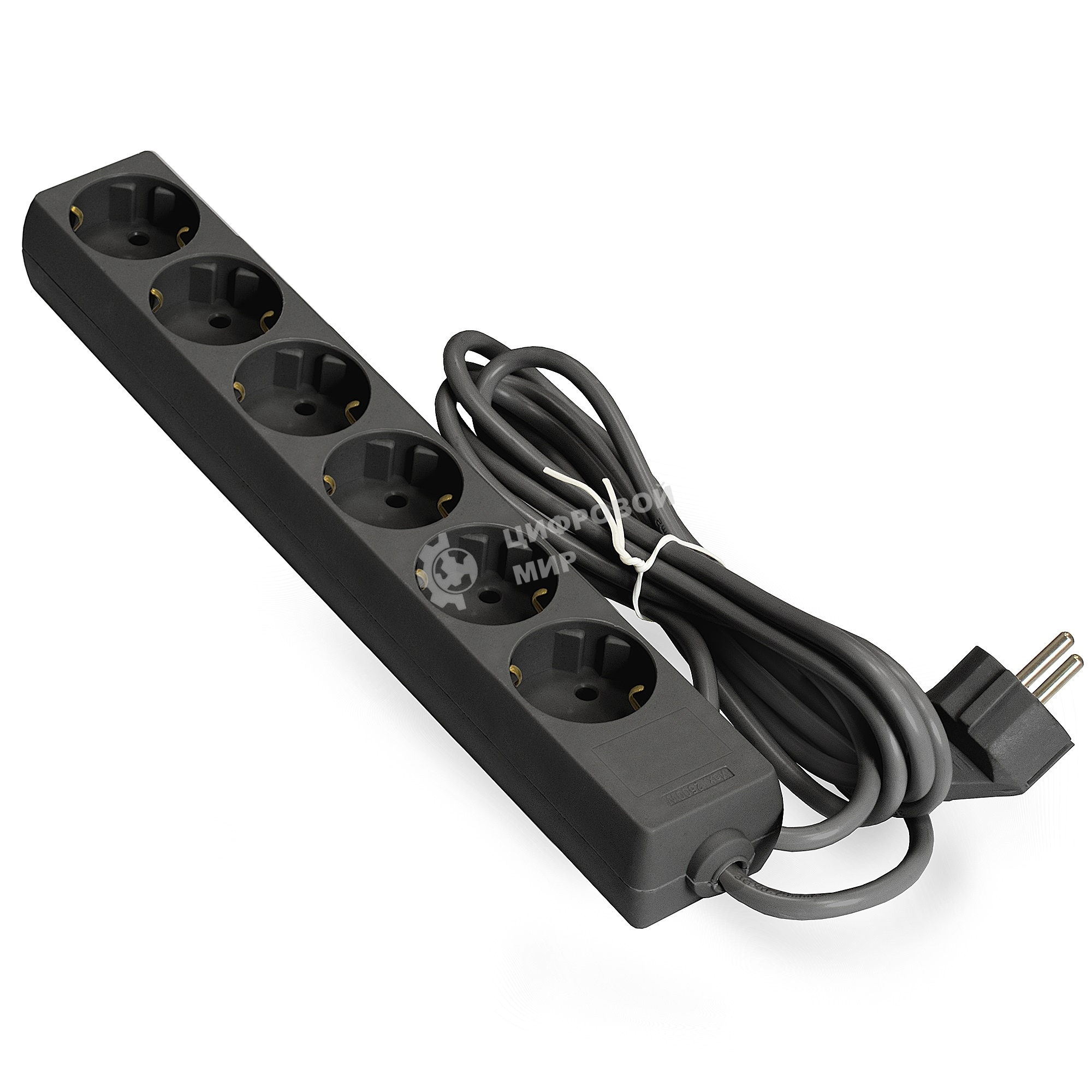 Удлинитель ExeGate ECE-6-3B (EX285831RUS), черный, 3 м, евровилка с заземлением, 6 евророзеток с заземлением, 2200 Вт