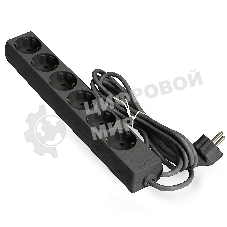 Удлинитель ExeGate ECE-6-3B (EX285831RUS), черный, 3 м, евровилка с заземлением, 6 евророзеток с заземлением, 2200 Вт