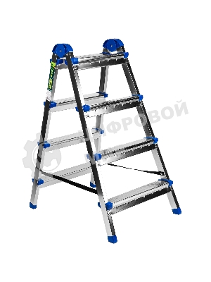 Стремянка двухсторонняя Сибртех 4 ст., сталь профиль, стальные ступени