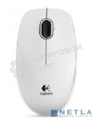 Мышь проводная Logitech B100 белый, 1000 dpi, USB, кнопки - 3
