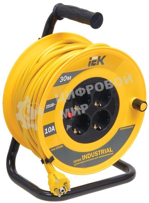 Катушка IEK WKP14-10-04-30 УК30 с т/з 4 места 2 Р + P Е/30м 3х1,0 мм2 