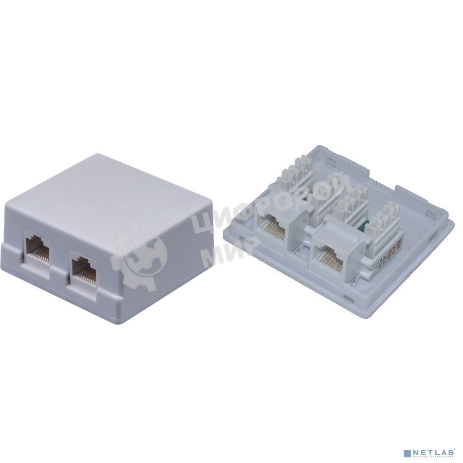 Внешняя сетевая розетка NEOMAX NM-SMB-KJ45-U5E-2PD-102-WH Cat.5E,UTP, 2 порта, белый