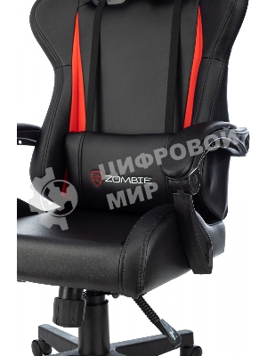 Кресло Zombie GAME TETRA черный/красный, экокожа, 120 кг, механизм качания