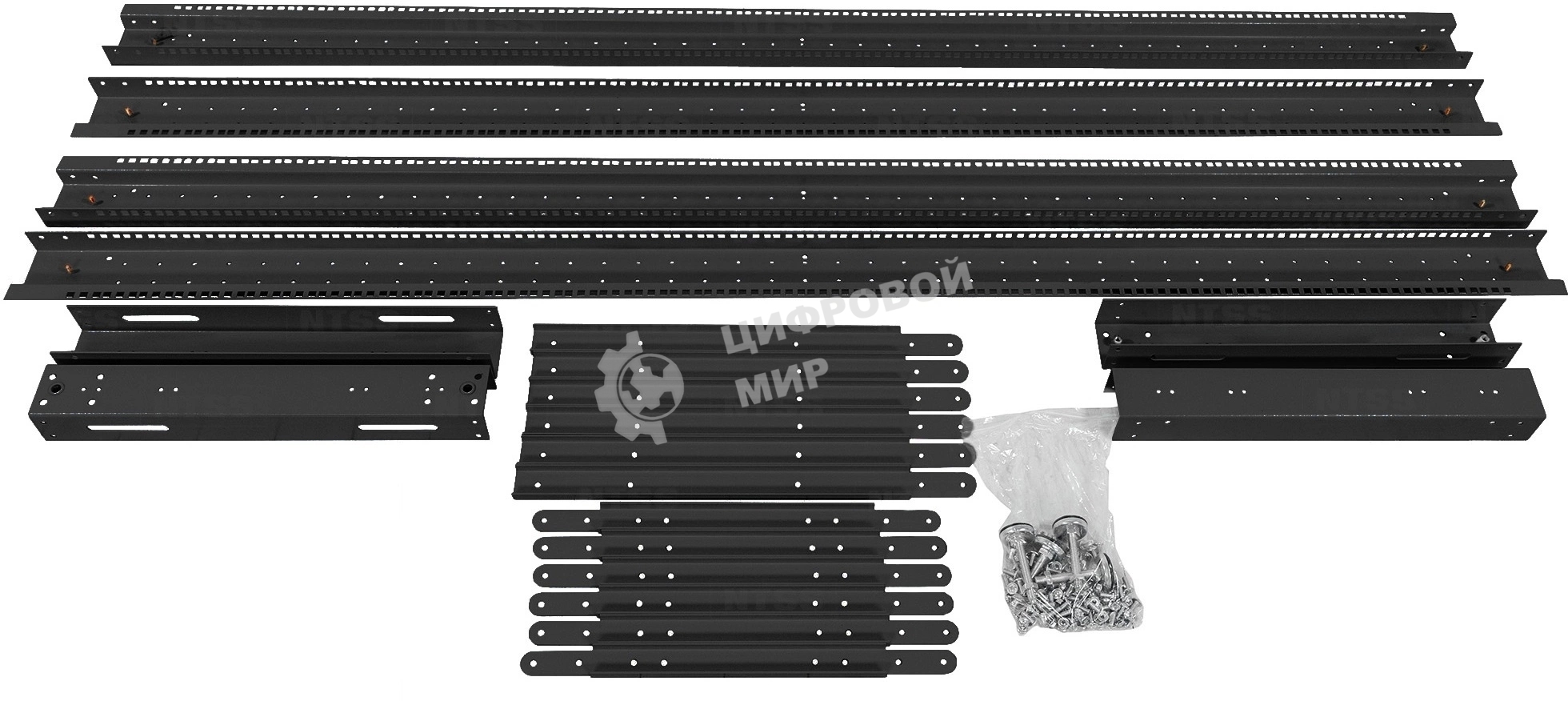 Стойка двухрамная NTSS NTSS-2POR24U/600-1000-BL 24U 550 мм x 1000 мм 600 кг черный