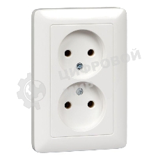 Розетка WESSEN RS16-235-BХИТ белый 2-ая б/з 10А скрытый монтаж