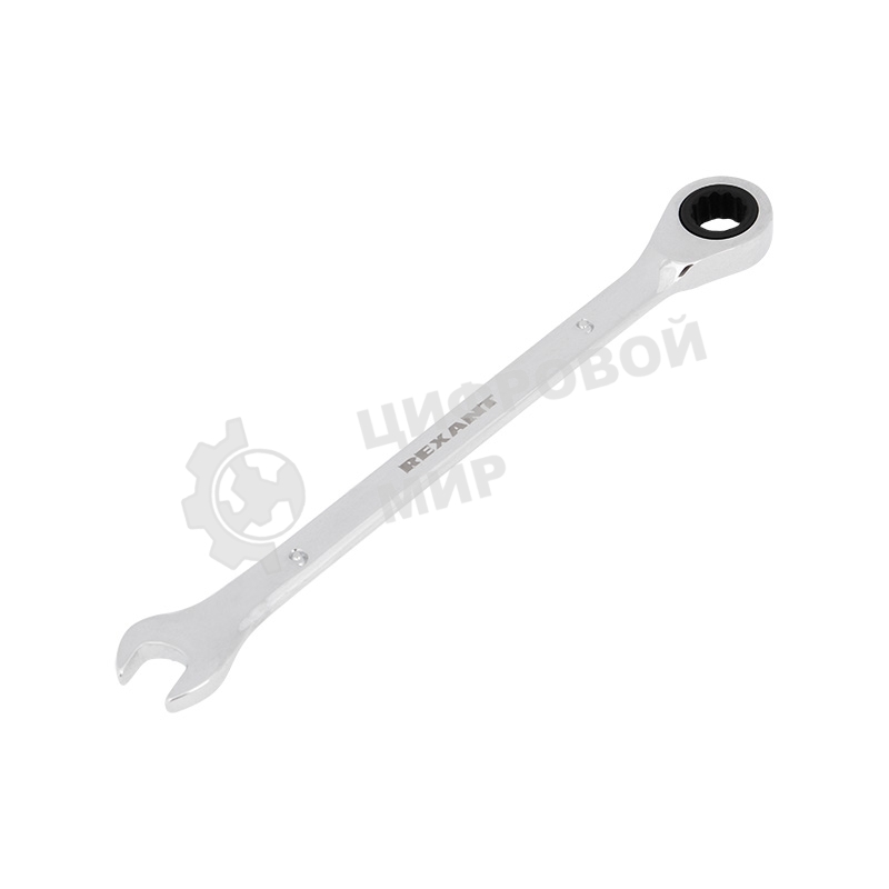 Ключ комбинированный трещоточный Rexant 9 мм, CrV, зеркальный хром
