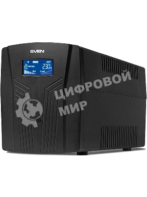 Источник бесперебойного питания UPS Sven Pro 1500 (1000 WA, LCD, USB, RG-45, 3 евро розетки)