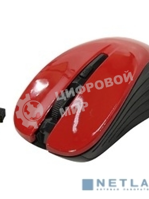 Мышь беспроводная Oklick 545MW черный/красный, 1600 dpi, радиоканал, USB, кнопки - 4