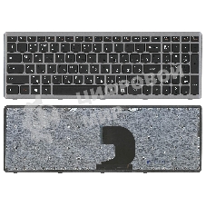 Клавиатура для ноутбука Lenovo IdeaPad Z500 черная с серой рамкой