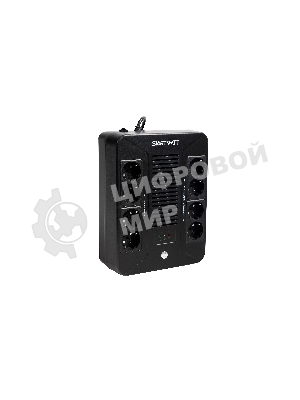 Источник бесперебойного питания SMARTWATT UPS SAFE PRO 1000 черный 1000/600 ВА/Вт, линейно-интерактивный, напольный/настенный, LED индикация, Shuko CEE7/4 - 8 шт. (4 шт. с резервным питанием, 4 шт. - сетевой фильтр)