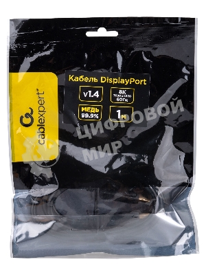 Кабель DisplayPort Cablexpert CC-DP8K-1M, 20M/20M, v1.4, 8К, медь, тройной экран, 1м, черный, пакет
