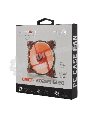 Вентилятор для корпуса Crown CMCF-12025S-1220 черный/красный, 120 мм, 1650 об/мин, 28 дБ, 3 pin