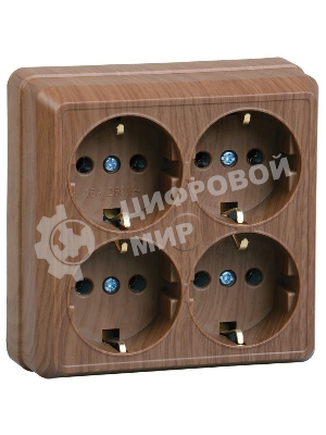 Розетка IEK ERO41-K04-16-DC РС24-3-ОД 4местн. с з/к 16А откр.уст. ОКТАВА (дуб)