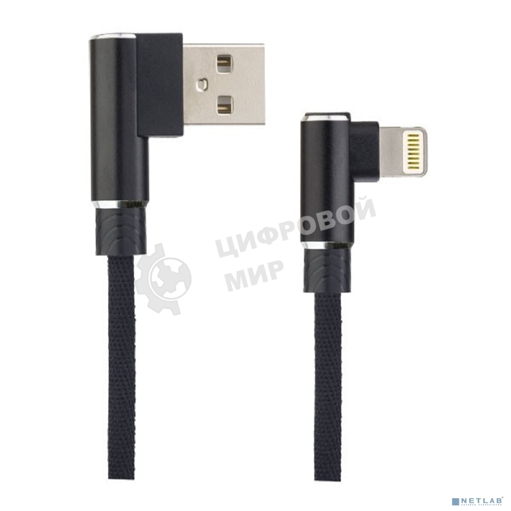 Кабель PERFEO для iPhone, USB - 8 PIN (Lightning), угловой, черный, 1 м, бокс (I4315)