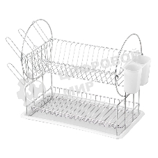 Сушилка для посуды двухуровневая настольная Рыжий кот DR-1, размер:50x23x36 см