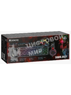 Комплект клавиатура+мышь Defender Singularity MKP-118 проводной, USB, 3200 DPI, чёрный