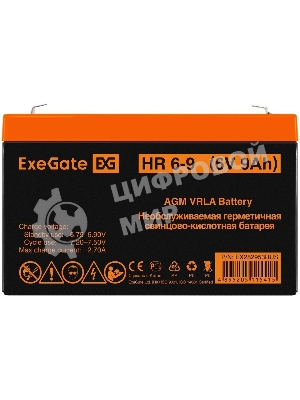 Батарея для ИБП ExeGate HR 6-9 (6V 9Ah, 634W), клеммы F2