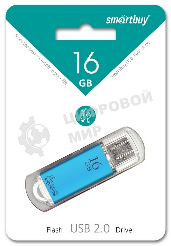 Флешка USB Smartbuy V-Cut series blue (SB16GbVC-B), 16Gb, USB 2.0, R/W 25/15, синий