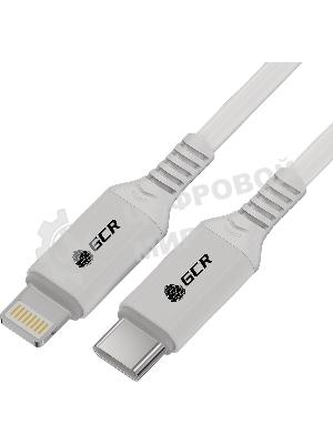 Кабель GCR PREMIUM 3.0m TypeC/Lightning MFI POWER DELIVERY 18 W, быстрая зарядка, белый силикон, AL case белый, белый ПВХ, GCR-53756