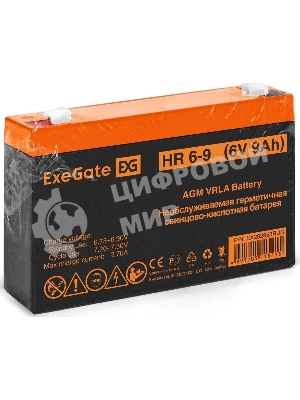 Батарея для ИБП ExeGate HR 6-9 (6V 9Ah, 634W), клеммы F2