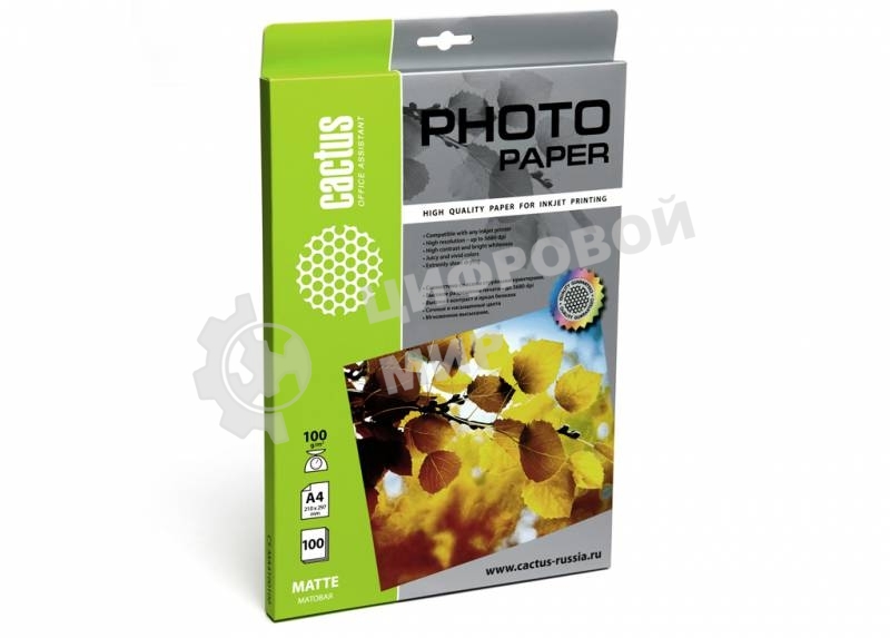 Фотобумага Cactus CS-MA4100100 A4/100г/м2/100л. матовая для струйной печати
