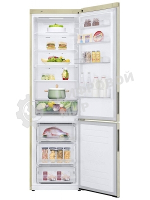 Холодильник LG GA-B509CESL бежевый глянцевый двухкамерный 277/107л морозилка снизу, No Frost